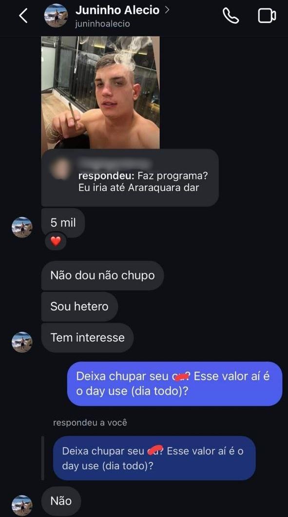 Genro de Araraquara estaria fazendo programa por R$ 5 mil (Reprodução / Redes sociais)
