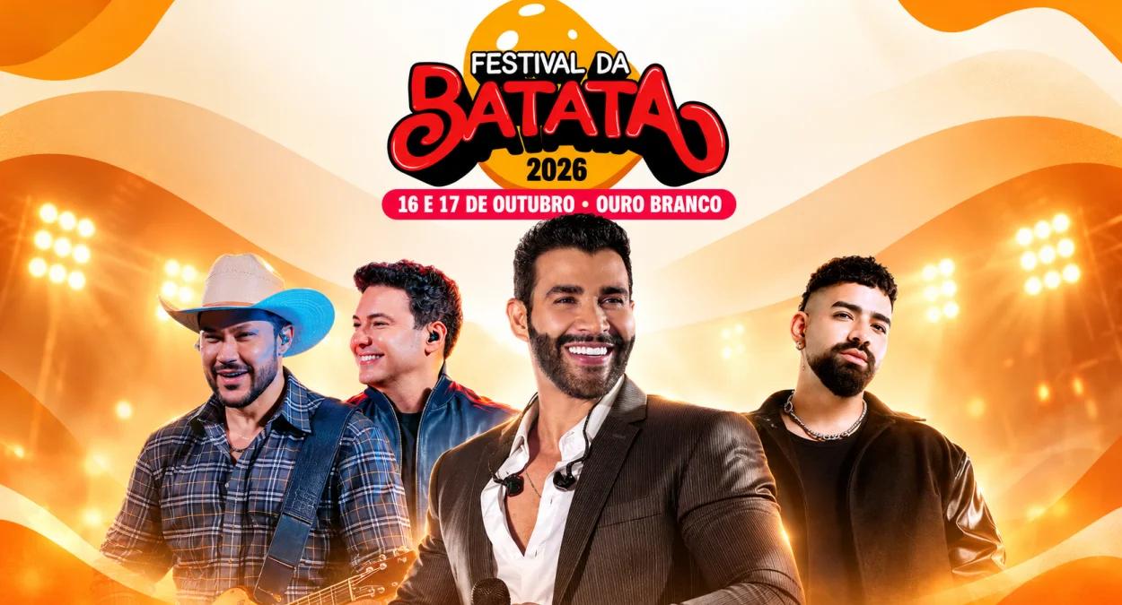 Gusttavo Lima, Dilsinho e João Bosco & Vinícius são as atrações do 40º Festival da Batata de Ouro Branco