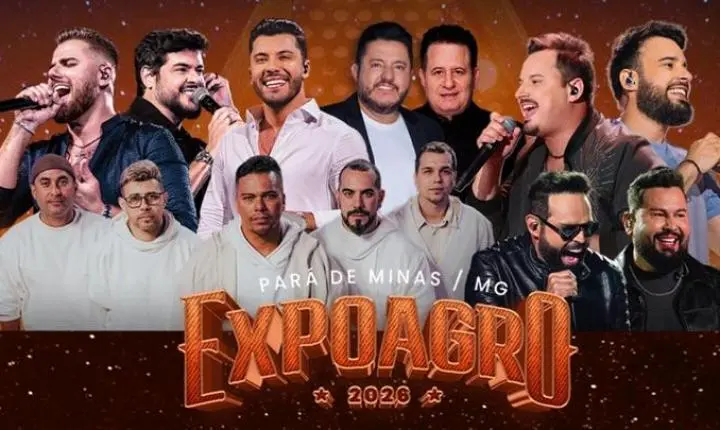 ExpoAgro Pará de Minas 2026 anuncia grade de shows com grandes nomes da música
